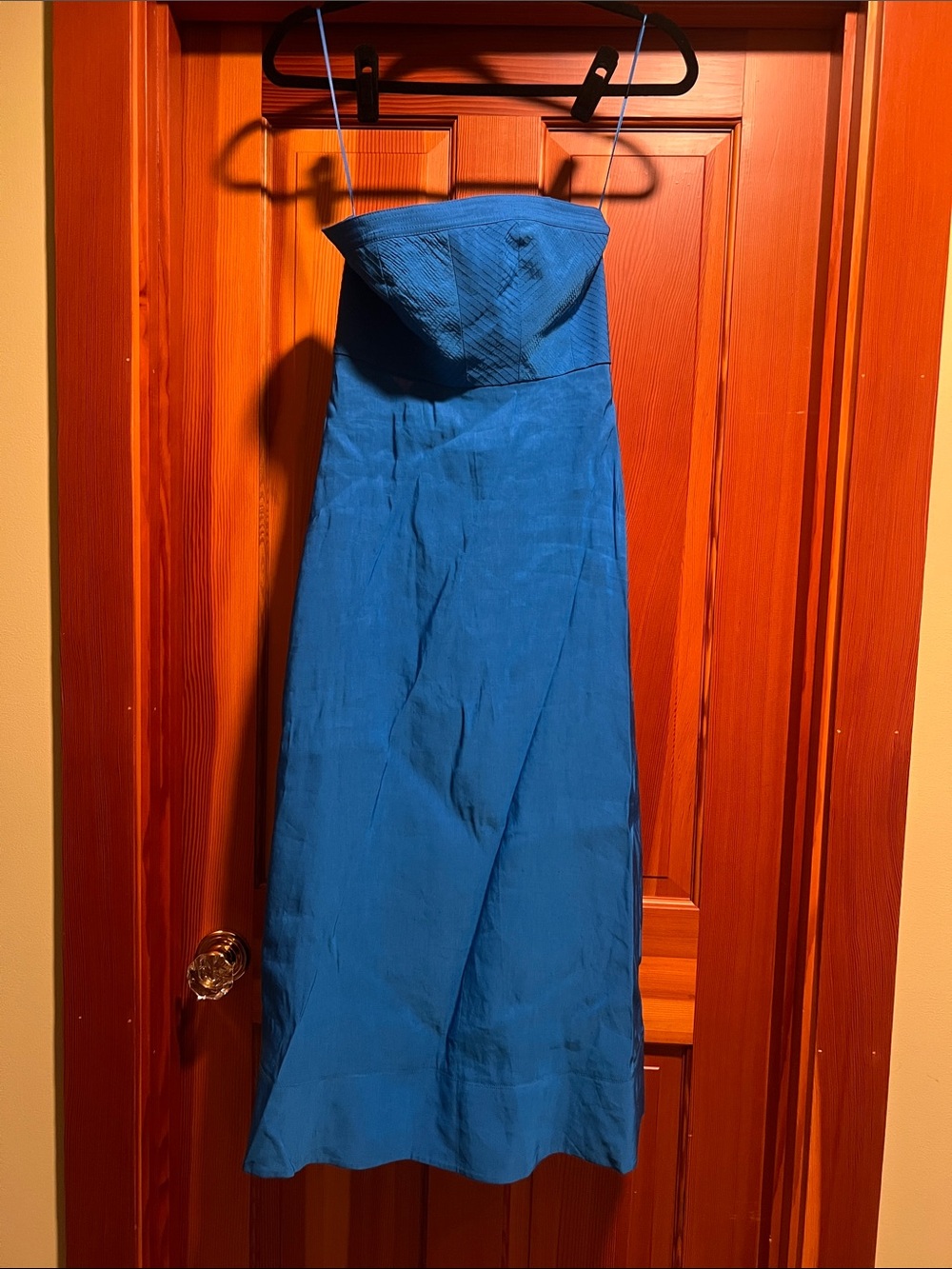 La Ligne Blue Strapless Midi Dress with back Tie - Picture 6 of 7